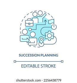 Succession planning turquoise concept icon. Existing employees growth. IT staffing abstract idea thin line illustration. Isolated outline drawing. Editable stroke. Arial, Myriad Pro-Bold fonts used