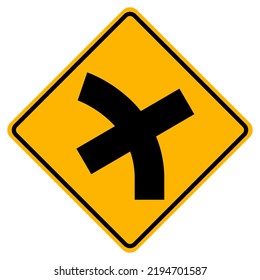 Unión De Carretera Lateral Sucesiva En Un Símbolo De Curva Izquierda, Ilustración Vectorial, Aislada En La Etiqueta De Fondo Blanco .EPS10 