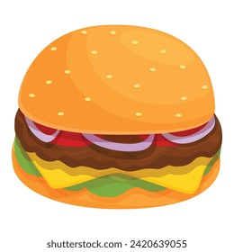 Succulent burger icon cartoon vector. Fast food meal. Cheese salad