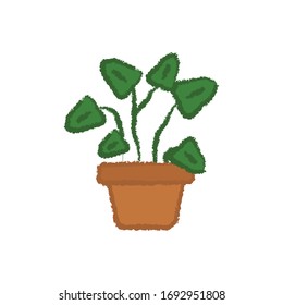 succulent and cactus in crayon illustration style