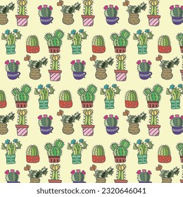 succulent and cactus pattern for wallpaper, wrapping paper, or texture