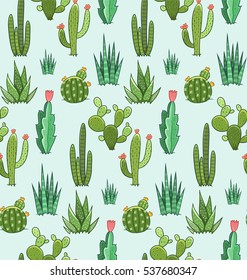 Succulent and cactus seamless pattern