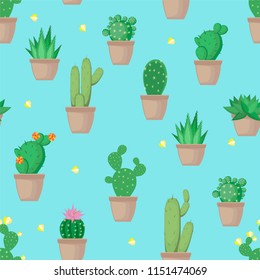 Succulent and cactus seamless pattern, background. Vector illustration.
