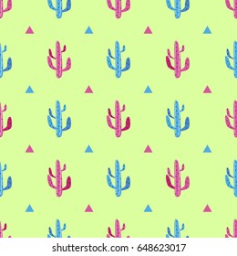 Succulent cactus seamless pattern vector 
