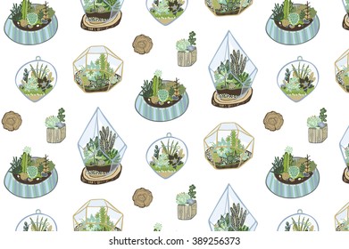 succulent and cactus terrarium pattern