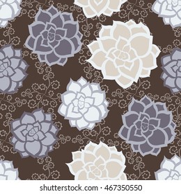 succulent floral seamless pattern