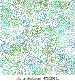 Succulent flower seamless pattern. Plant vector background