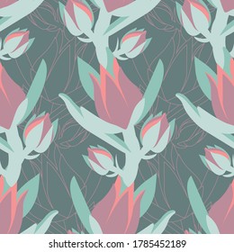 succulent flowers seamless pattern, vector illustration , floral pattern , surface design for fabric, textile, wallpaper, scrap booking and much more