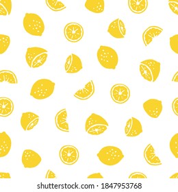 Succulent Fresh Big Yellow Lemon Vector Graphic Illustration Seamless Pattern for Background and Apparel Design