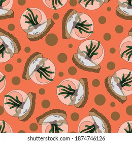 Succulent in a Glass Terrarium House Plant Vector Seamless Pattern