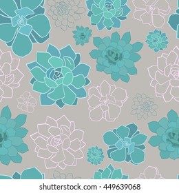 succulent hand draw graphic seamless pattern