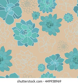 succulent hand draw graphic seamless pattern