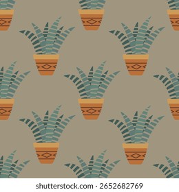 Succulent Haworthiopsis seamless pattern background with martini coctail for packaging and decoration. 