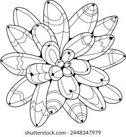 Succulent houseplant for coloring. Print shape home plant urban tropical jungle decor.