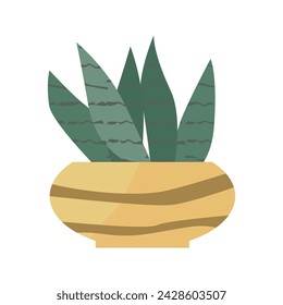 Suculento icono de estilo plano, Planta casera en olla dorada amarilla. Ilustración vectorial aislada. Se puede utilizar para la tarjeta de felicitación, banner, pegatina, papel pintado, banner de decoración y póster.