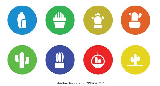 succulent icon set. 8 filled succulent icons.  Collection Of - Cactus