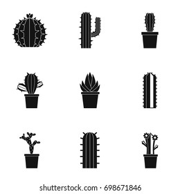 Succulent icon set. Simple style set of 9 succulentvector icons for web isolated on white background