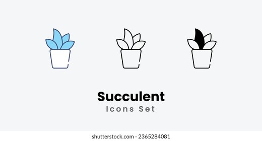 Succulent icons set plant icon indoor plant nature green plant stock illustration