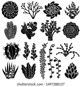 Succulent icons set. Simple set of succulent vector icons for web design on white background