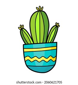 Succulent illustration. Children's drawing style. Hand drawn illustration, Flat design
