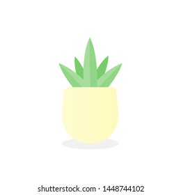 Succulent isolated on white background. Aloe potted. Vector illustration, flat design