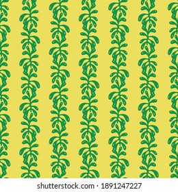 Succulent Jade Plant Stripes Vector Seamless Pattern