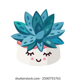  Succulent kaktus houseplant in a cute pot vector flat illustration.