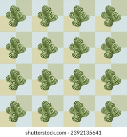 Succulent lithops plant geometric seamless pattern. Vector illustration.