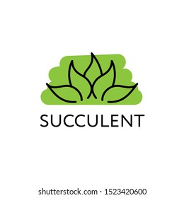Succulent logo design. Vector illustration on white background. Isolated composition, element for design.