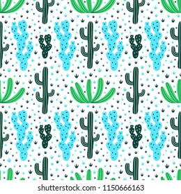 Succulent ornamental seamless pattern. Endless vegetal background. EPS 10 vector illustration.