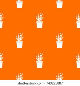 Succulent pattern repeat seamless in orange color for any design. Vector geometric illustration