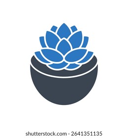 Succulent plant in a bowl icon