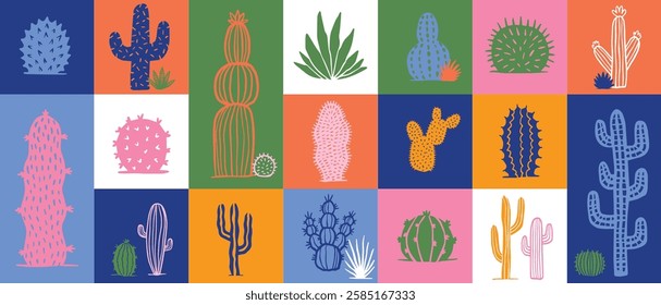 Succulent plant collection, cactus set, hand drawn vector collection
