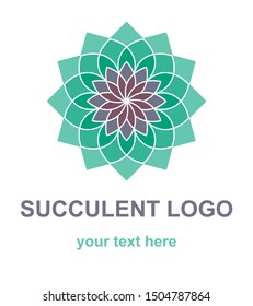 Succulent plant logotype template. Flat floral logo concept for a flower shop. Vector design element isolated on white background.