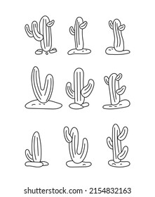 succulent plant  outline vector set