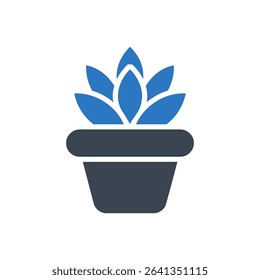Succulent plant with pointed leaves in a pot icon