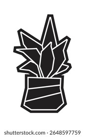 Succulent Plant in Pot Black Filled Icon