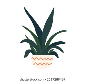 Succulent plant in pot. Garden house indoor flowerpot. Home plant for interior decor. Vector flat illustration