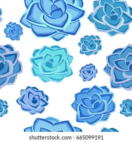 Succulent plant seamless pattern, tropical cactus vector illustration.