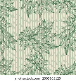 Succulent Plant Seamless Repeat. Tropical background, summer concept. Modern Stylish Abstract Texture.