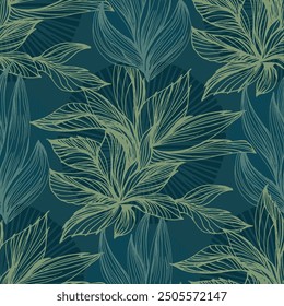 Succulent Plant Seamless Repeat. Tropical background, summer concept. Modern Stylish Abstract Texture.