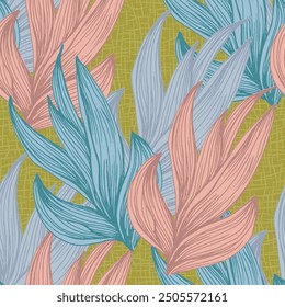 Succulent Plant Seamless Repeat. Tropical background, summer concept. Modern Stylish Abstract Texture.