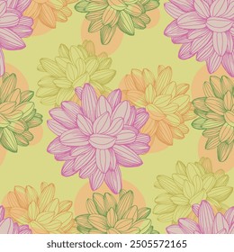 Succulent Plant Seamless Repeat. Tropical background, summer concept. Modern Stylish Abstract Texture.