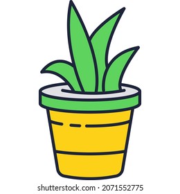 Succulent plant sprout in pot icon vector isolated on white background. Potted flower leaf seedling logo. Green aloe vera sprig growing in flowerpot. Ecology and nature protection concept
