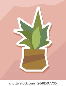 Succulent Plant Sticker in Ceramic Pot with Simple Style