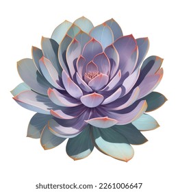 Succulent Plant Top View Isolated Detailed Hand Drawn Painting Illustration