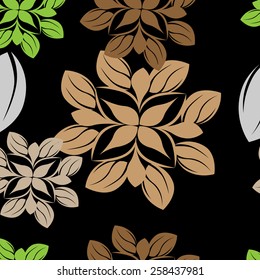 Succulent Plants Seamless Floral Pattern Background - Illustration