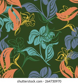 Succulent Plants Seamless Floral Pattern Background - Illustration