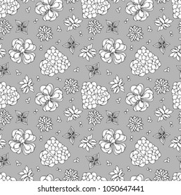 Succulent plants seamless pattern design. Hand drawn succulent flowers vector texture