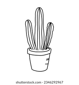 Succulent in pod. Doodle cactus home plant coloring page design element